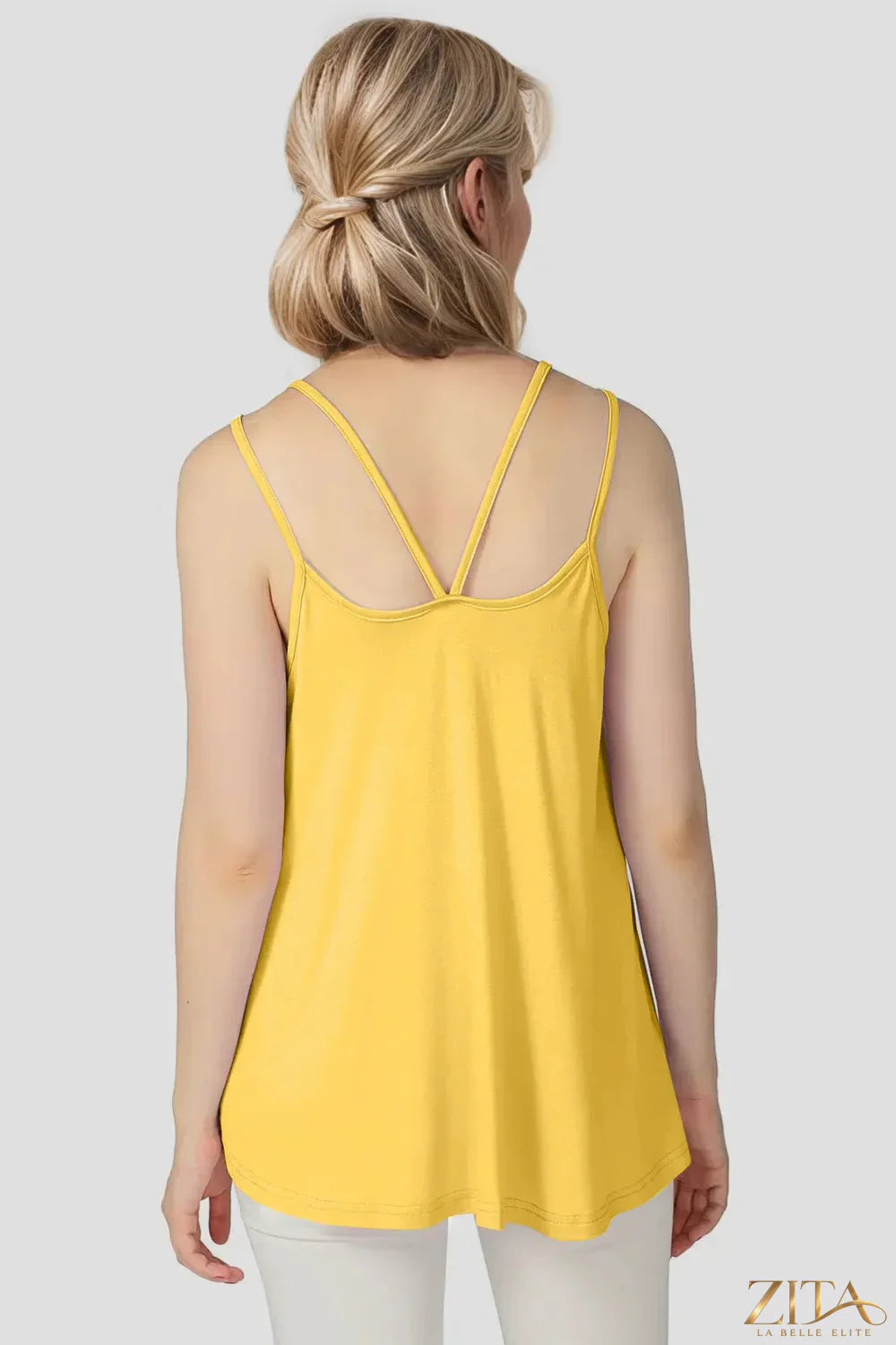 Zita La Belle Elite Basic Bae Bamboo cami with scoop neck and double spaghetti straps, light and breathable women's top.