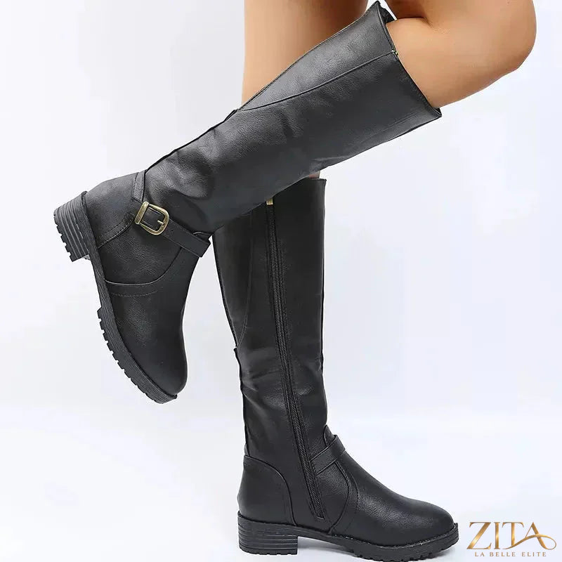 Zita La Belle Elite round toe block heel boots with sleek design and sturdy heels, perfect for stylish everyday wear.
