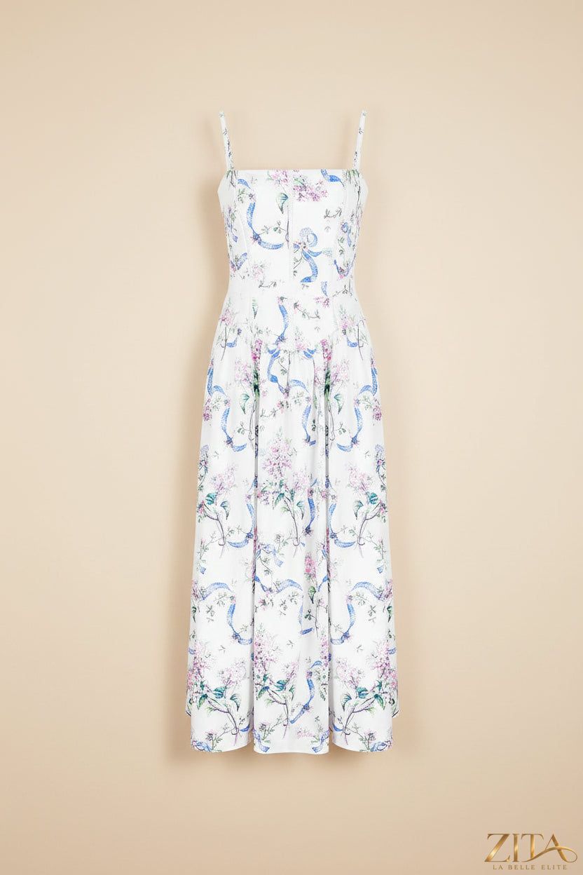 Zita La Belle Elite printed strapless backless maxi dress, fitted long dress with floral pattern and elegant design.