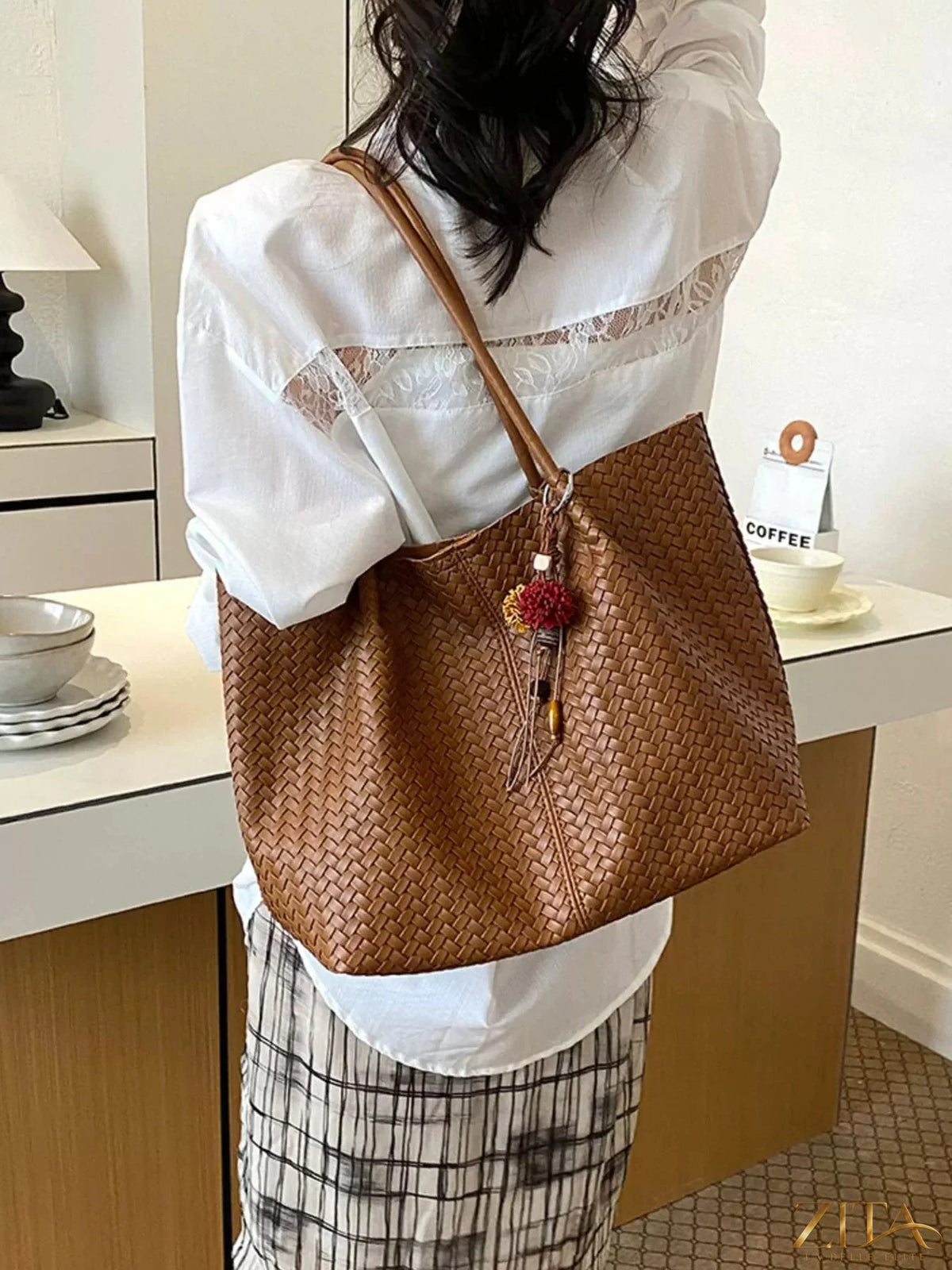 Zita La Belle Elite PU leather tote bag with sturdy handles and spacious interior, stylish accessory for daily use.
