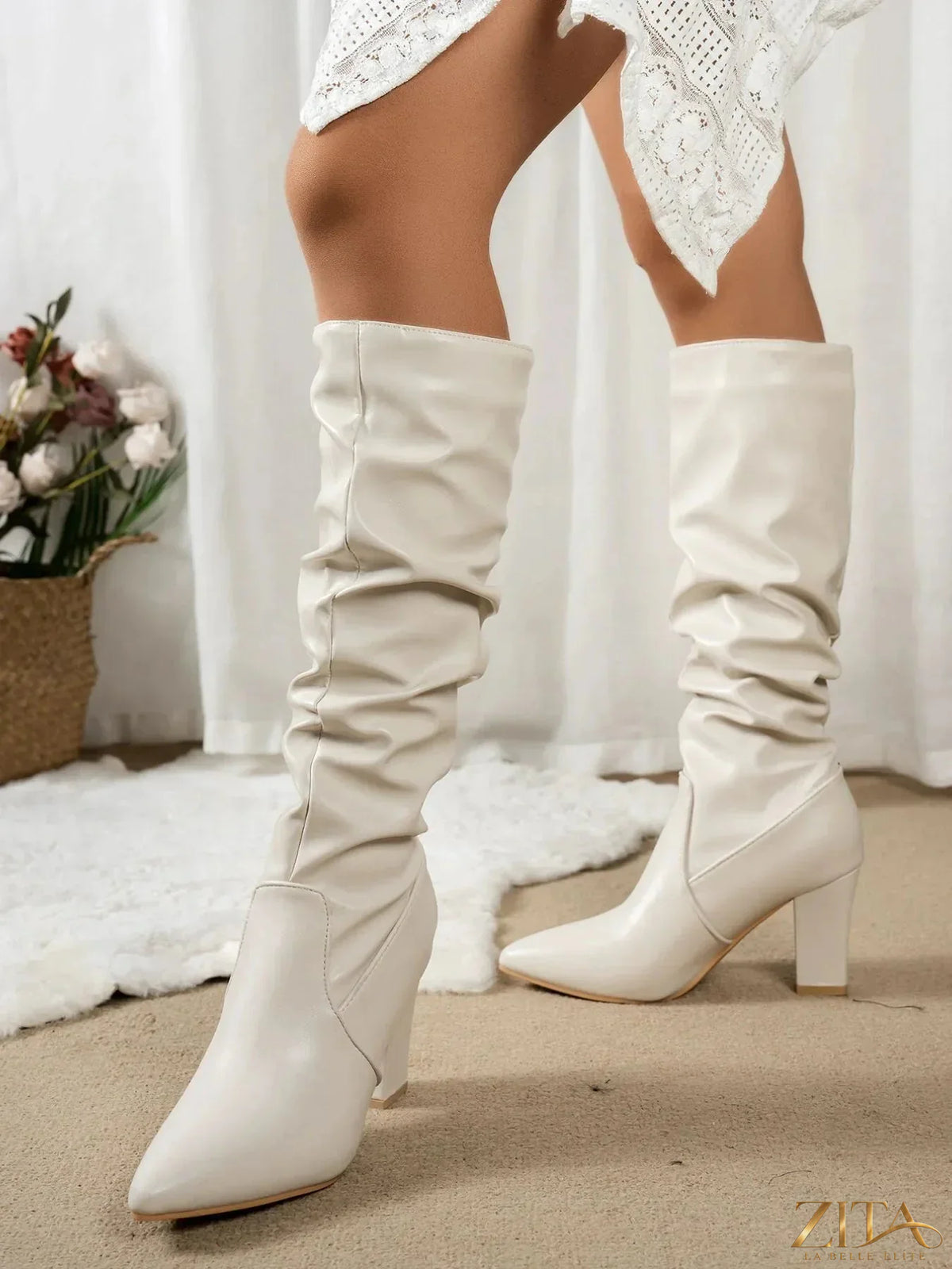 Zita La Belle Elite point toe block heel boots with sleek design and stylish silhouette, perfect for fashionable footwear.