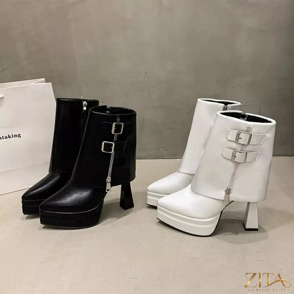 Zita La Belle Elite point toe high heel boots with sleek design and stiletto heel, styled for a fashionable look.