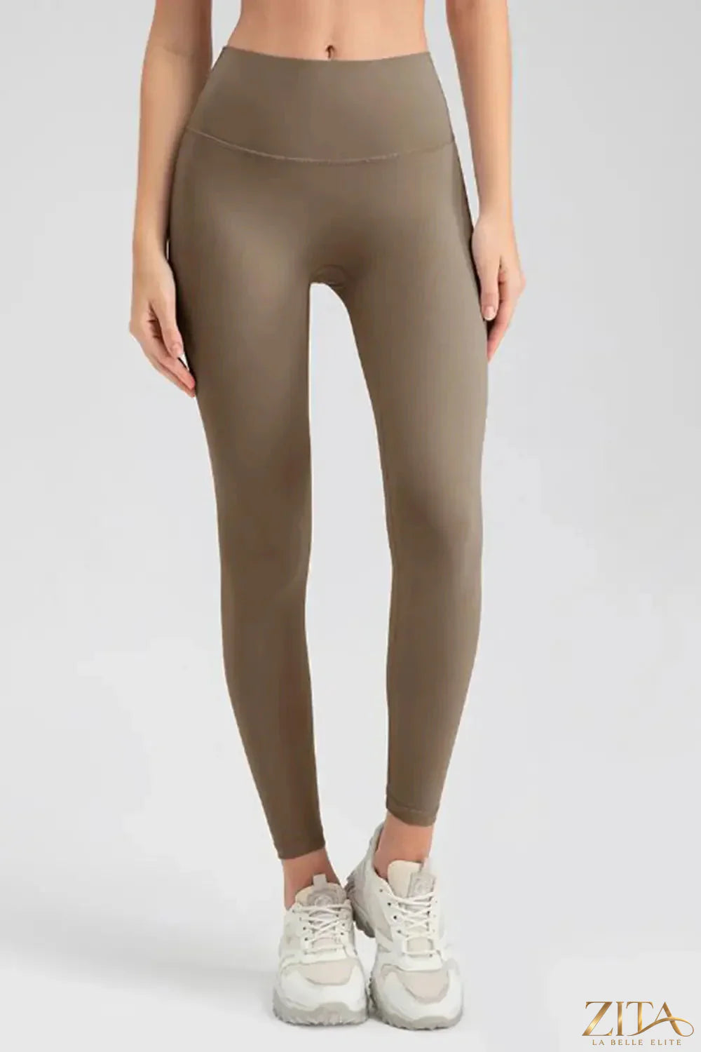 Trendsi wide waistband sport leggings in black, featuring a high-rise fit and stretchy fabric for activewear and workout comfort.