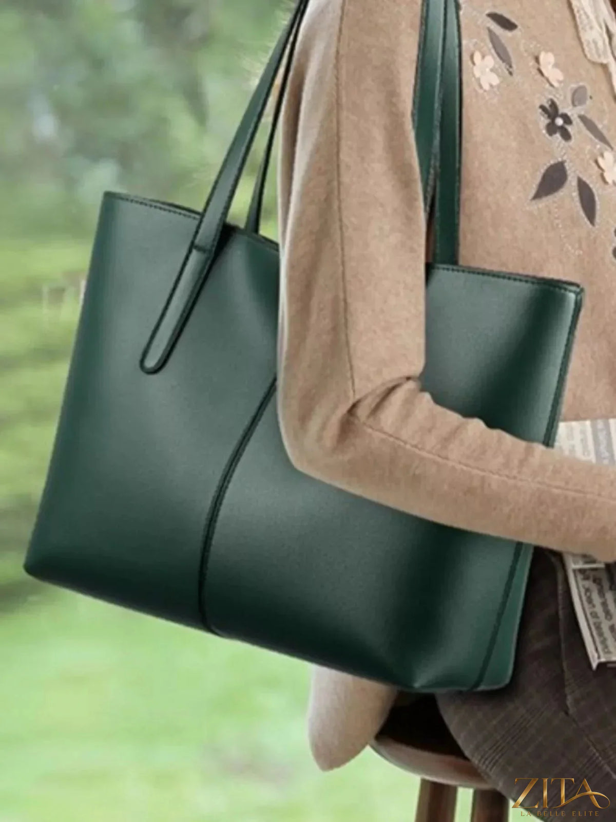 Zita La Belle Elite PU leather tote bag with sturdy handles and spacious interior, stylish accessory for everyday use.