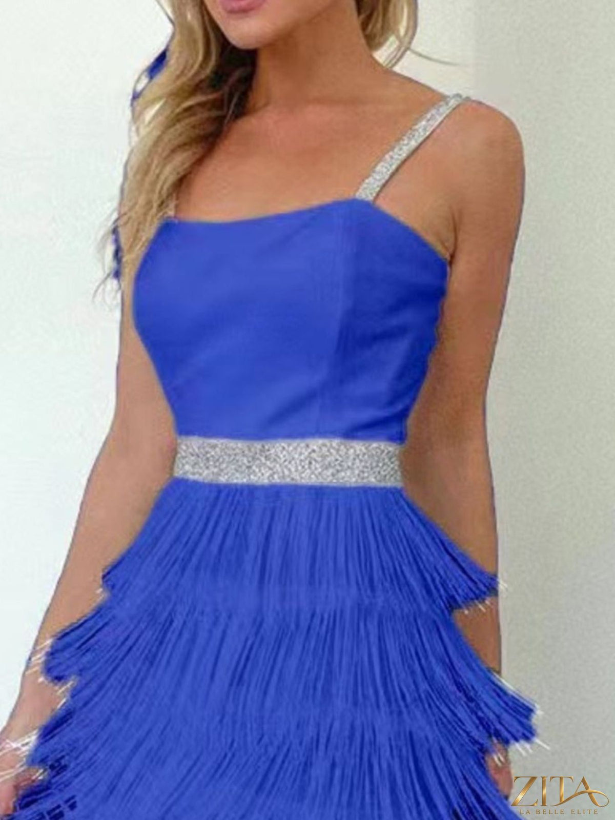 Yellow fringe trim cami mini dress from Trendsi featuring a sleeveless design and lightweight fabric.
