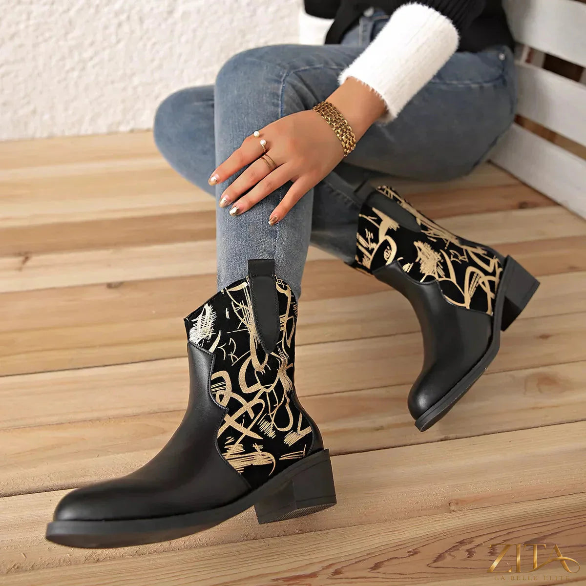 Zita La Belle Elite point toe block heel boots with sleek design and smooth leather finish, stylish for fall and winter wear.