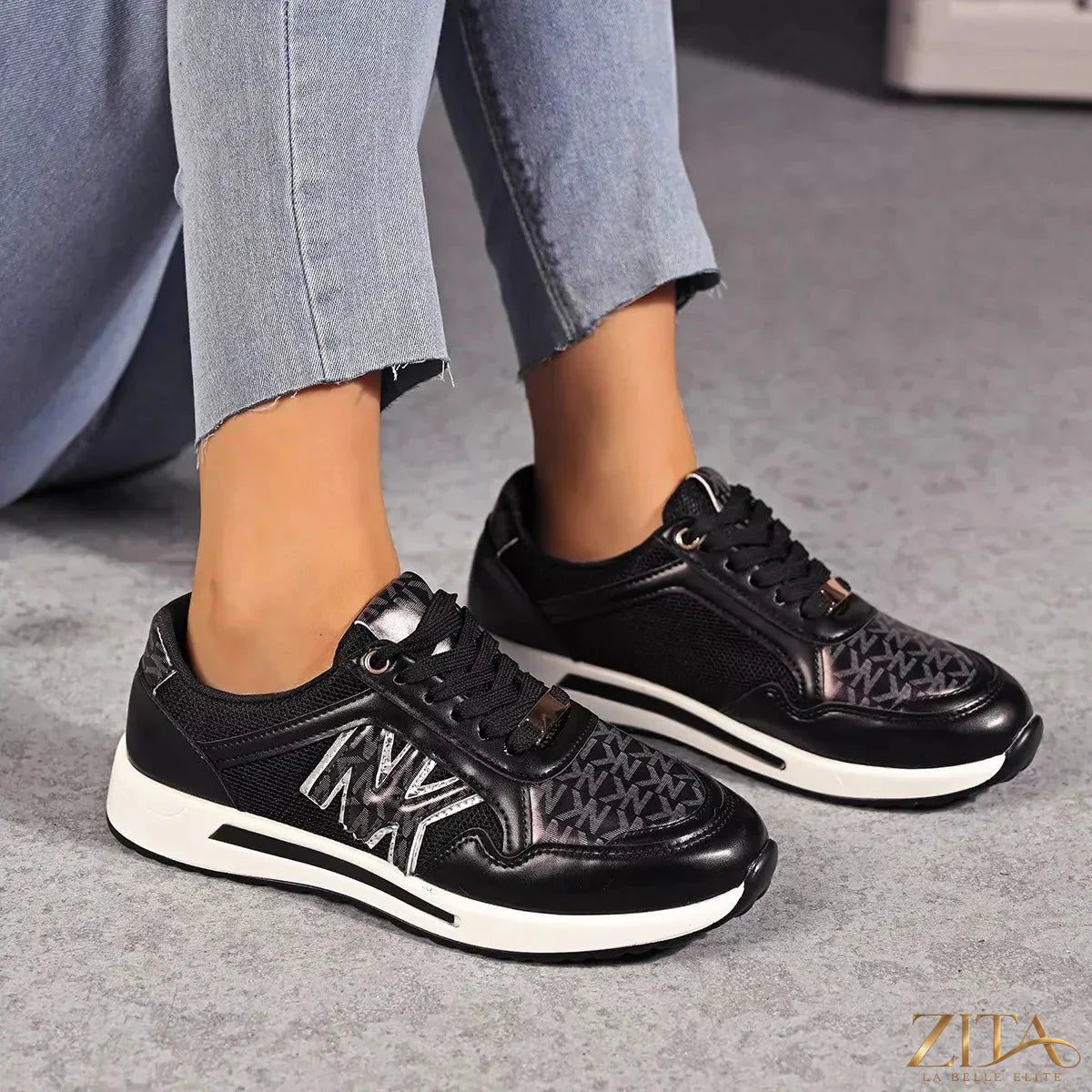 Zita La Belle Elite lace-up round toe sneakers with white soles and stylish design, perfect for casual wear.