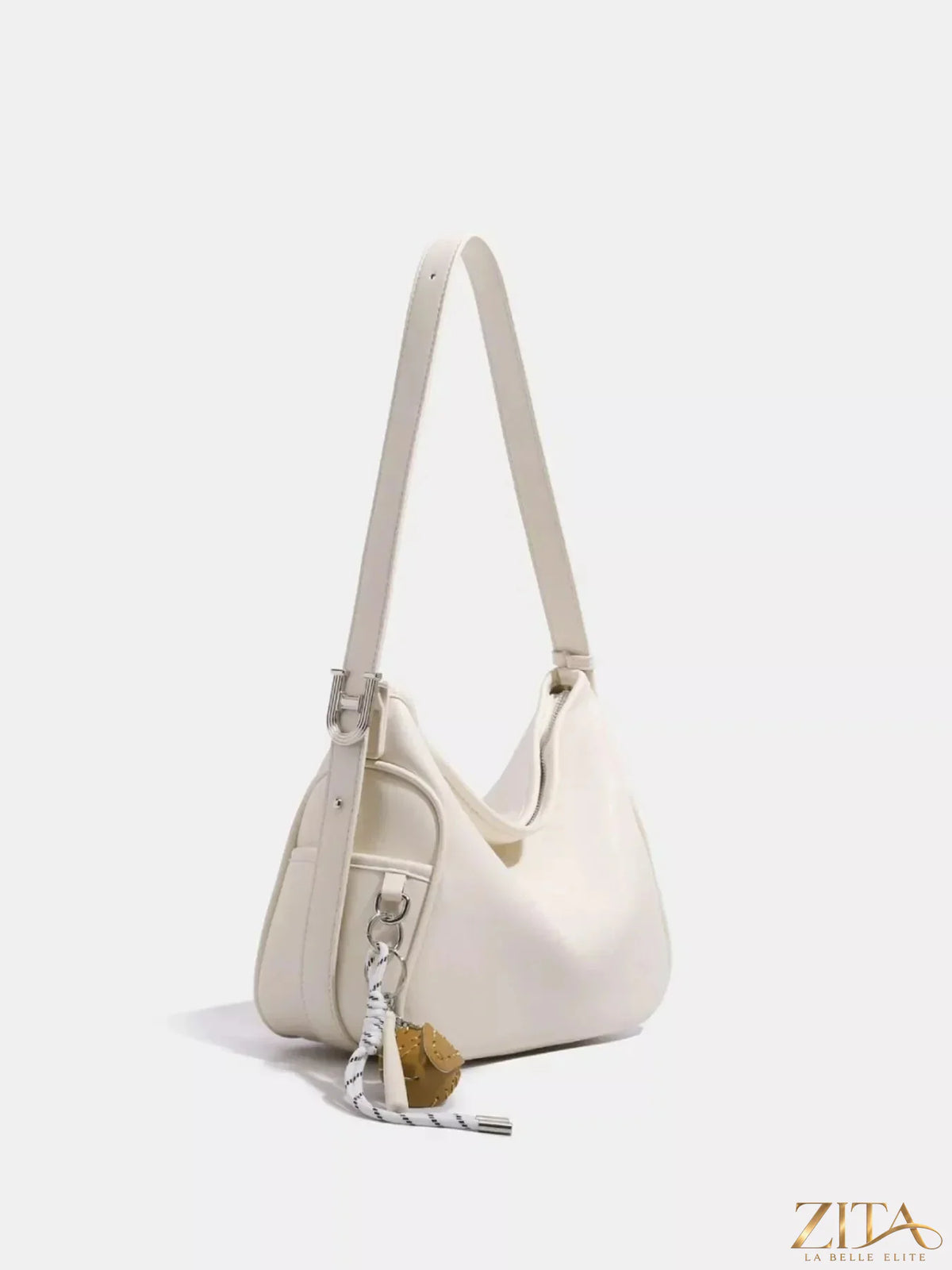 Zita La Belle Elite leather slouchy shoulder bag with soft, textured brown leather and adjustable strap, stylish and spacious for daily use.