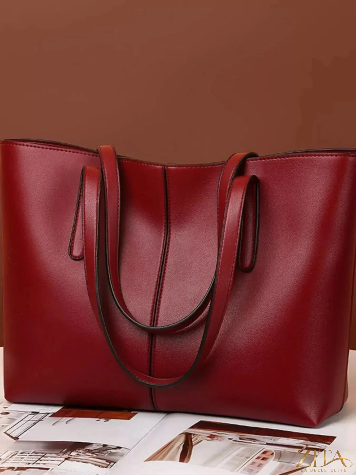 Zita La Belle Elite PU leather tote bag with spacious interior, sturdy handles, and sleek design for everyday use.