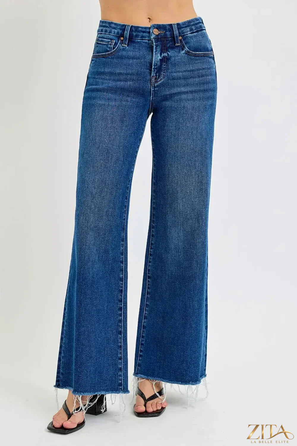 Zita La Belle Elite RISEN high-rise wide-leg jeans with tummy control, showcasing a dark wash and relaxed fit.