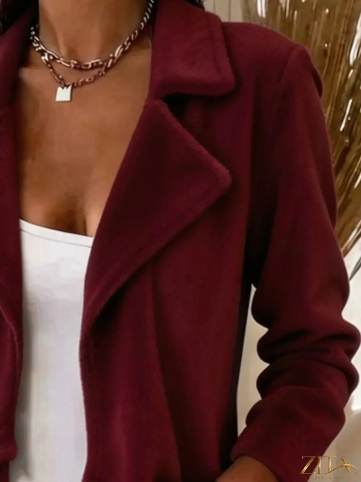 Plus size full size fleece outerwear with waterfall collar by Zita La Belle Elite, showing soft, cozy fabric and stylish design.