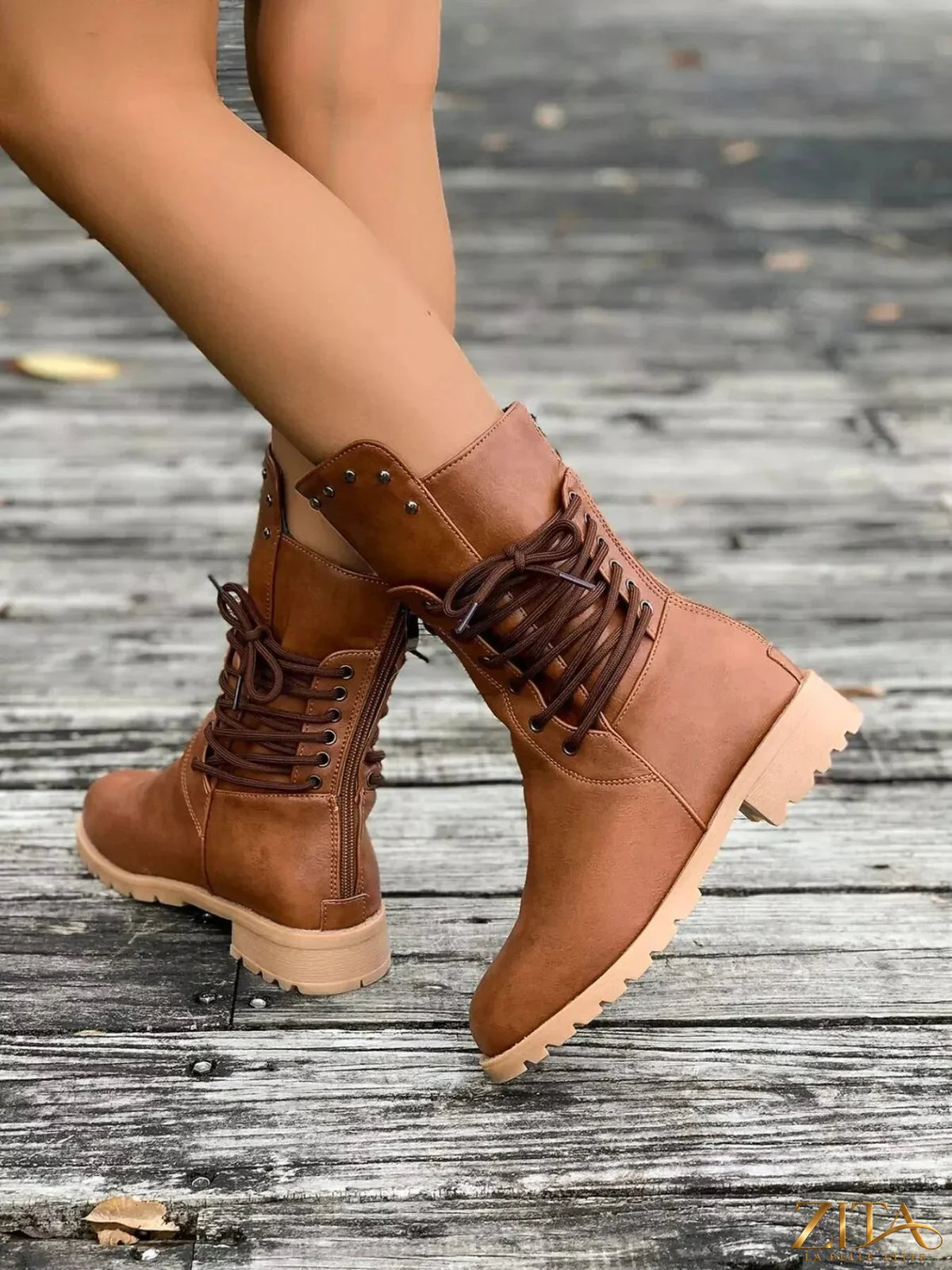 Zita La Belle Elite round toe block heels boots in black leather, stylish ankle boots with chunky heel and sleek design