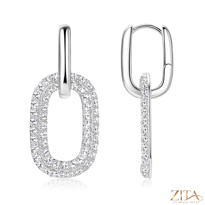 Sterling silver earrings with 2.16 carat moissanite gemstones from Zita La Belle Elite, showcasing elegant jewelry design