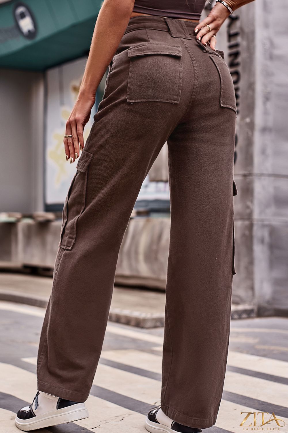 Zita La Belle Elite buttoned high waist loose fit jeans with front pockets and relaxed style, shown in a natural denim fabric.