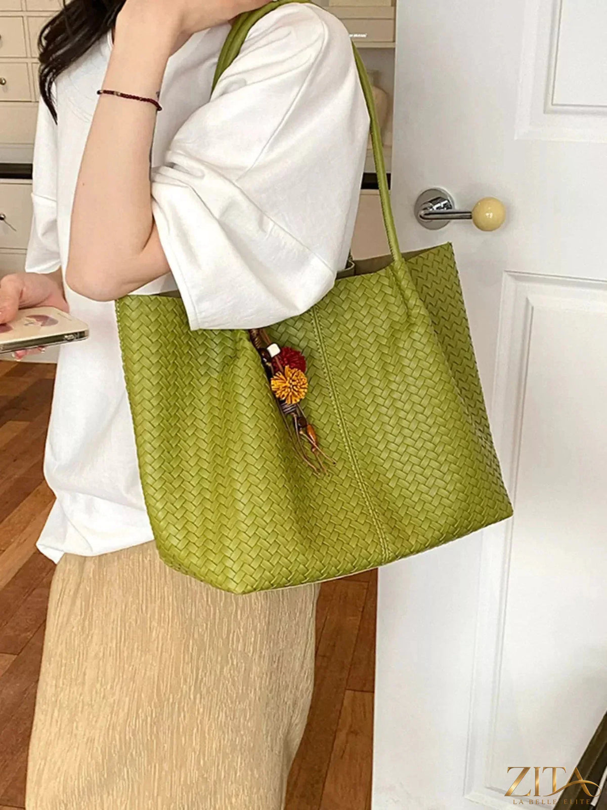 Zita La Belle Elite PU leather tote bag with sturdy handles and spacious interior, perfect for everyday use and stylish outings.