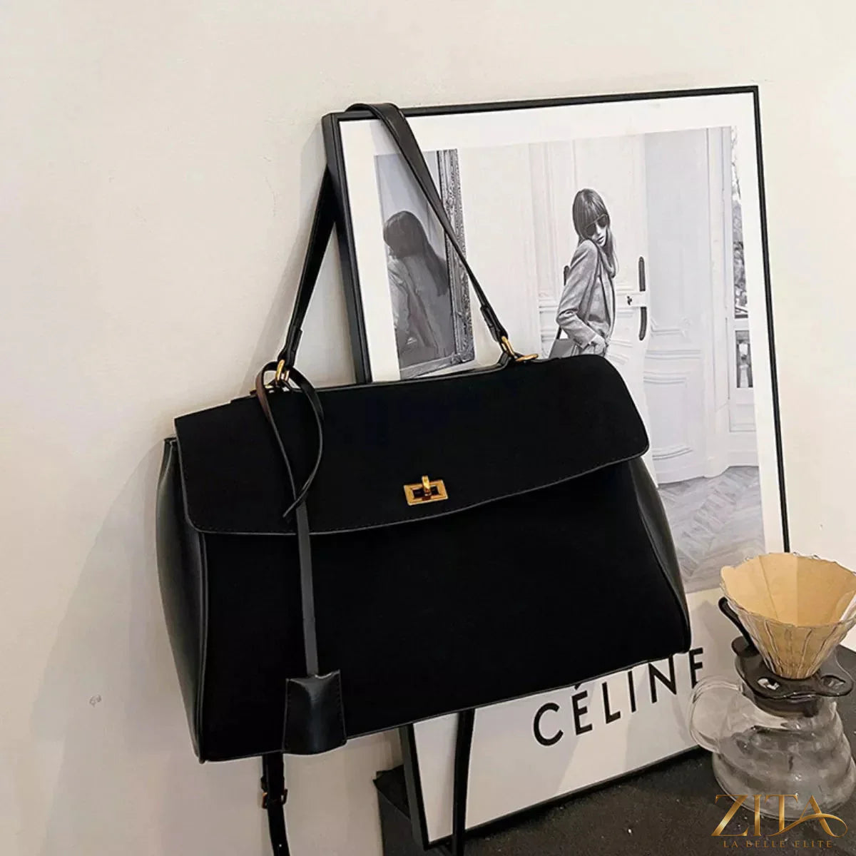 Trendsi PU leather shoulder bag with adjustable strap, featuring a sleek design and spacious interior for everyday use.