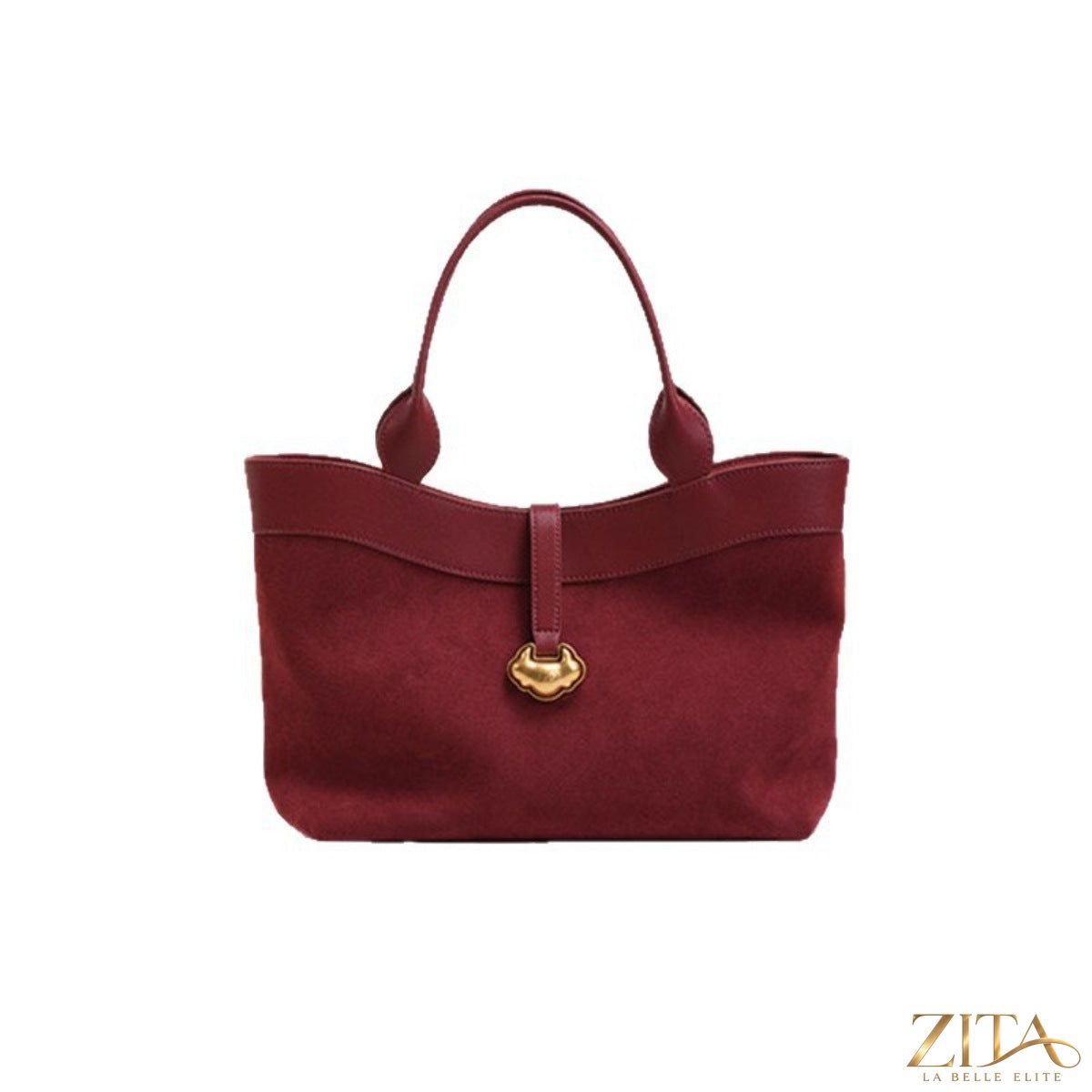 Zita La Belle Elite top handle tote bag in neutral fabric with sturdy handles and spacious interior for everyday use.