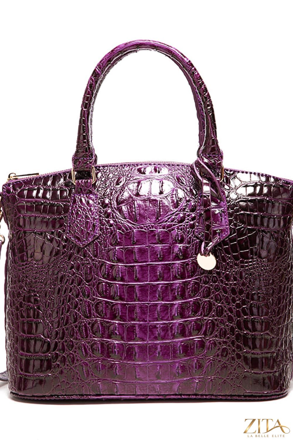 Zita La Belle Elite PU leather handbag with gold hardware, featuring a sleek design and top handle for stylish everyday use.