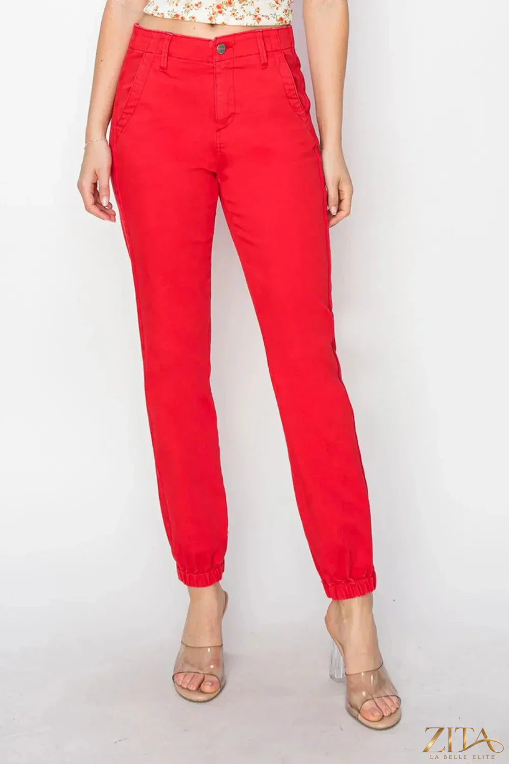 Zita La Belle Elite RISEN full size high waisted jogger jeans, black denim with a relaxed fit and elastic waistband.