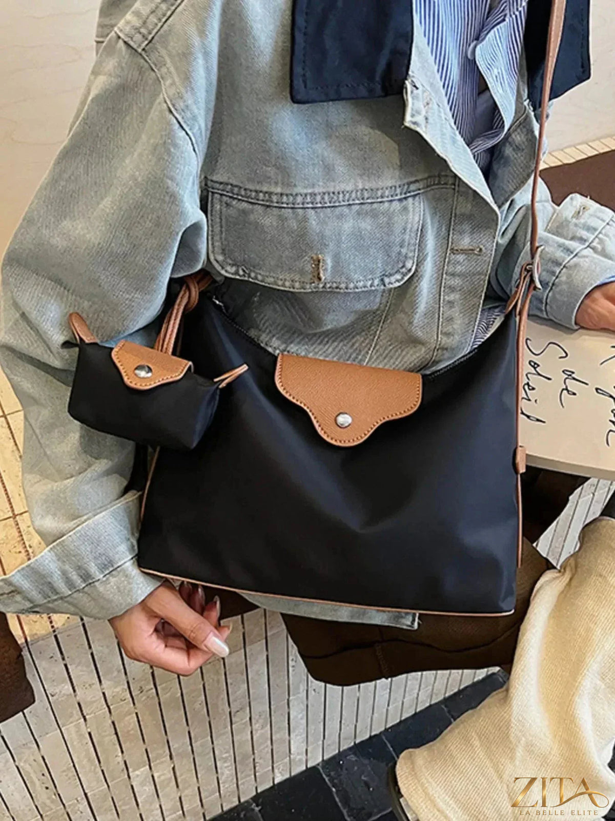 Zita La Belle Elite hobo crossbody bag with matching coin purse, soft leather and adjustable strap for stylish everyday use.