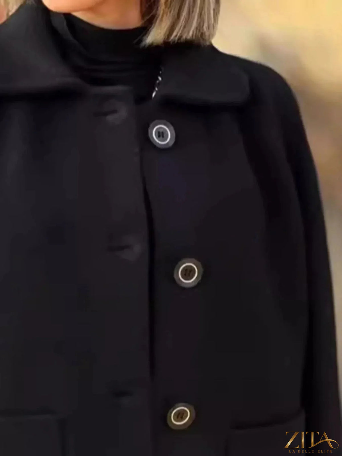 Plus size Zita La Belle Elite raglan sleeve coat with button-front, full size, featuring a stylish, cozy design and smooth fabric.