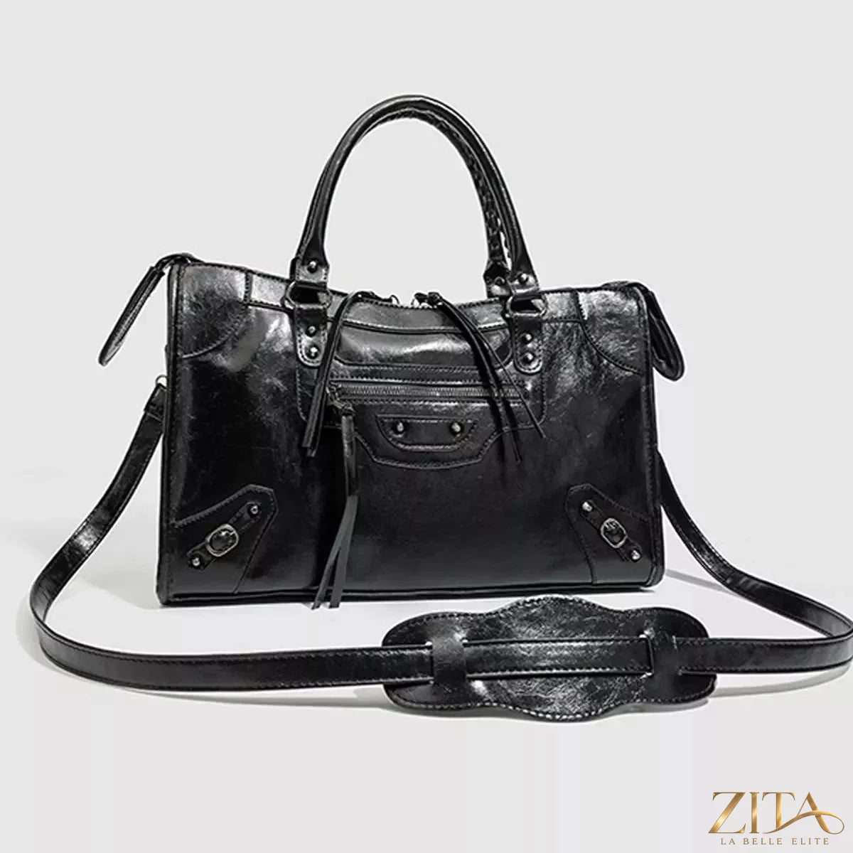 Zita La Belle Elite PU leather handbag with top handle, stylish and versatile accessory for everyday use.