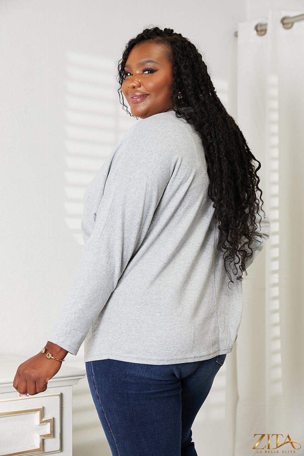 Zita La Belle Elite double take seam detail round neck long sleeve top, stylish and comfortable for everyday wear.