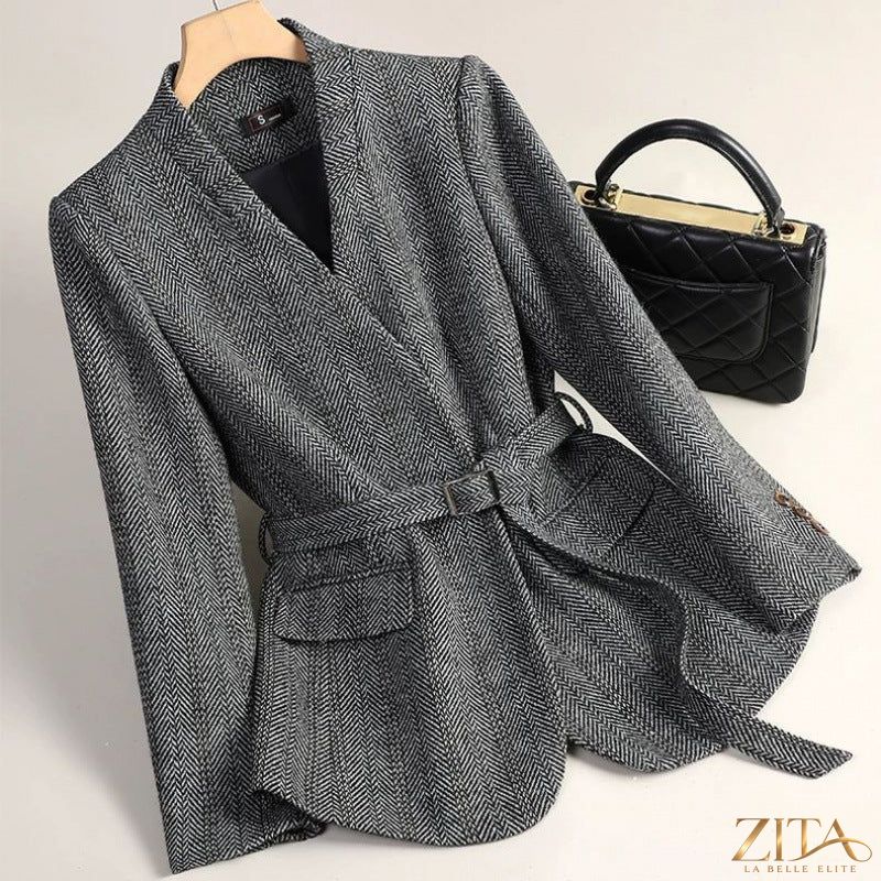 Elegant women's wool blazer by Zita La Belle Elite, featuring a tailored fit and classic design, perfect for professional or casual wear.