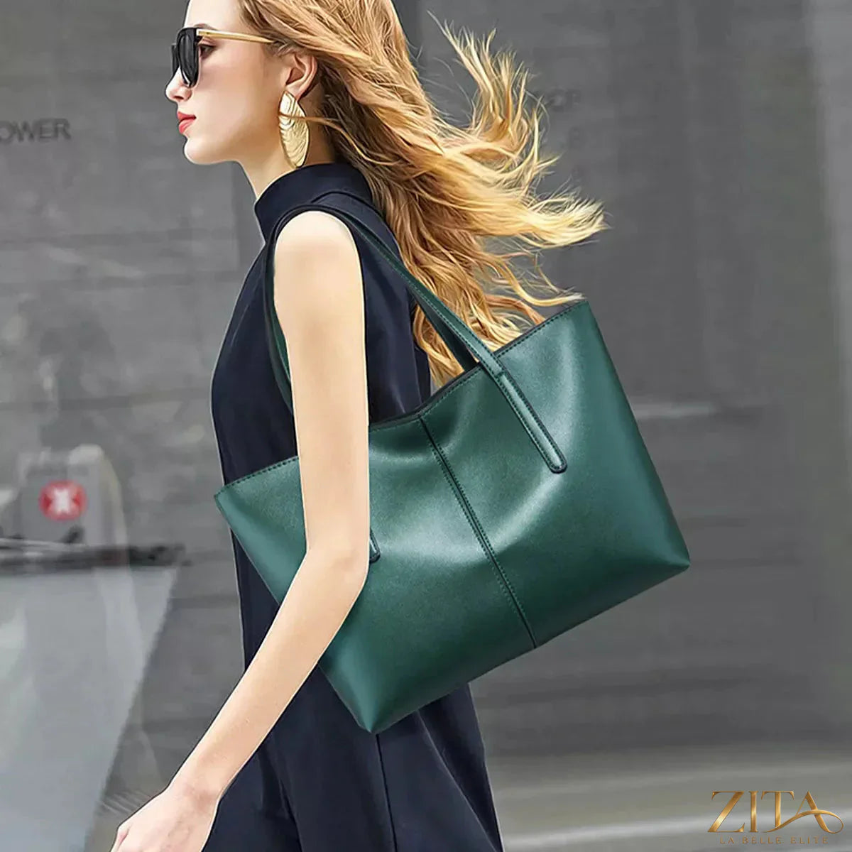 Zita La Belle Elite PU leather tote bag with double handles and spacious interior, stylish and functional for daily use.