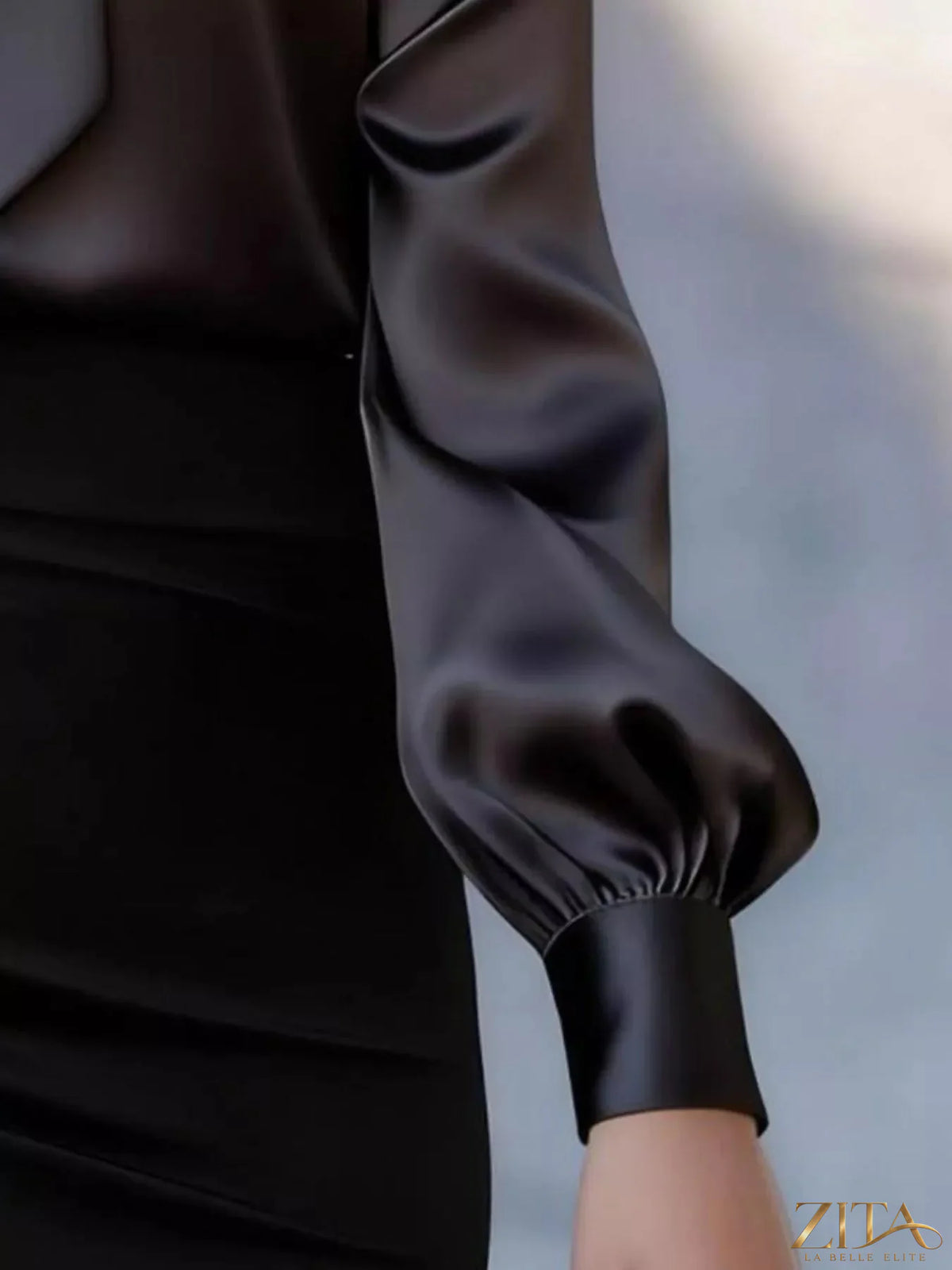 Zita La Belle Elite satin bow tie long sleeve blouse with elegant design, featuring a satin bow detail on the collar.
