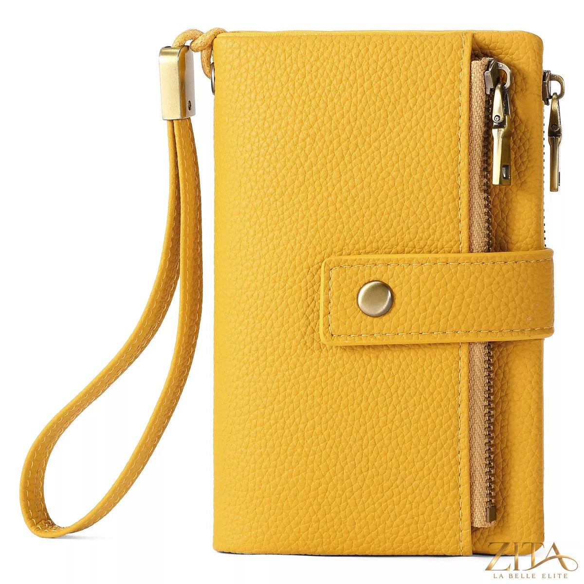 Solid color leather wallet from Trendsi featuring multiple card slots and a sleek, minimalist design for everyday use.