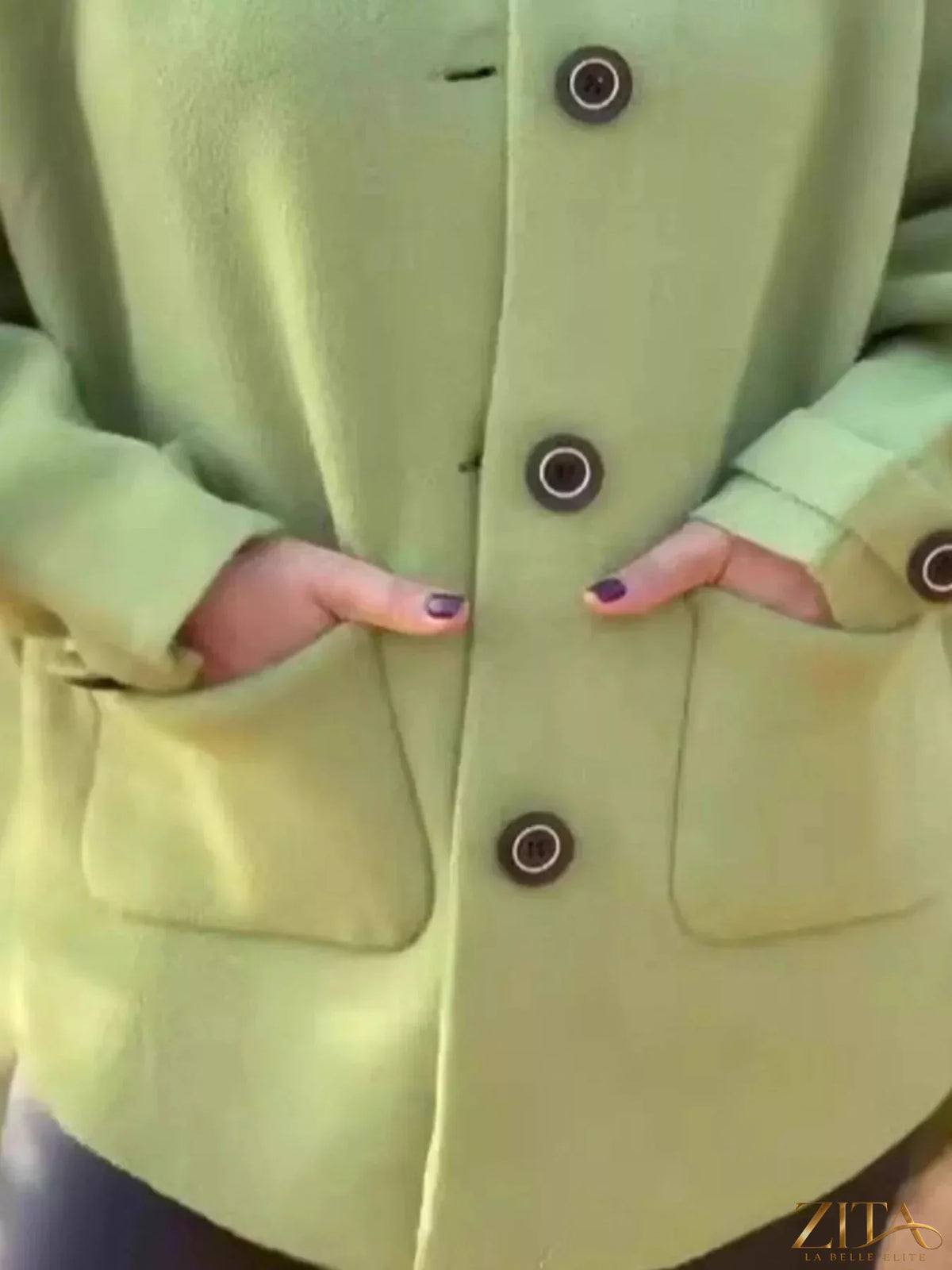 Full size Zita La Belle Elite button-front raglan sleeve coat in plus size, featuring a stylish design and comfortable fit.