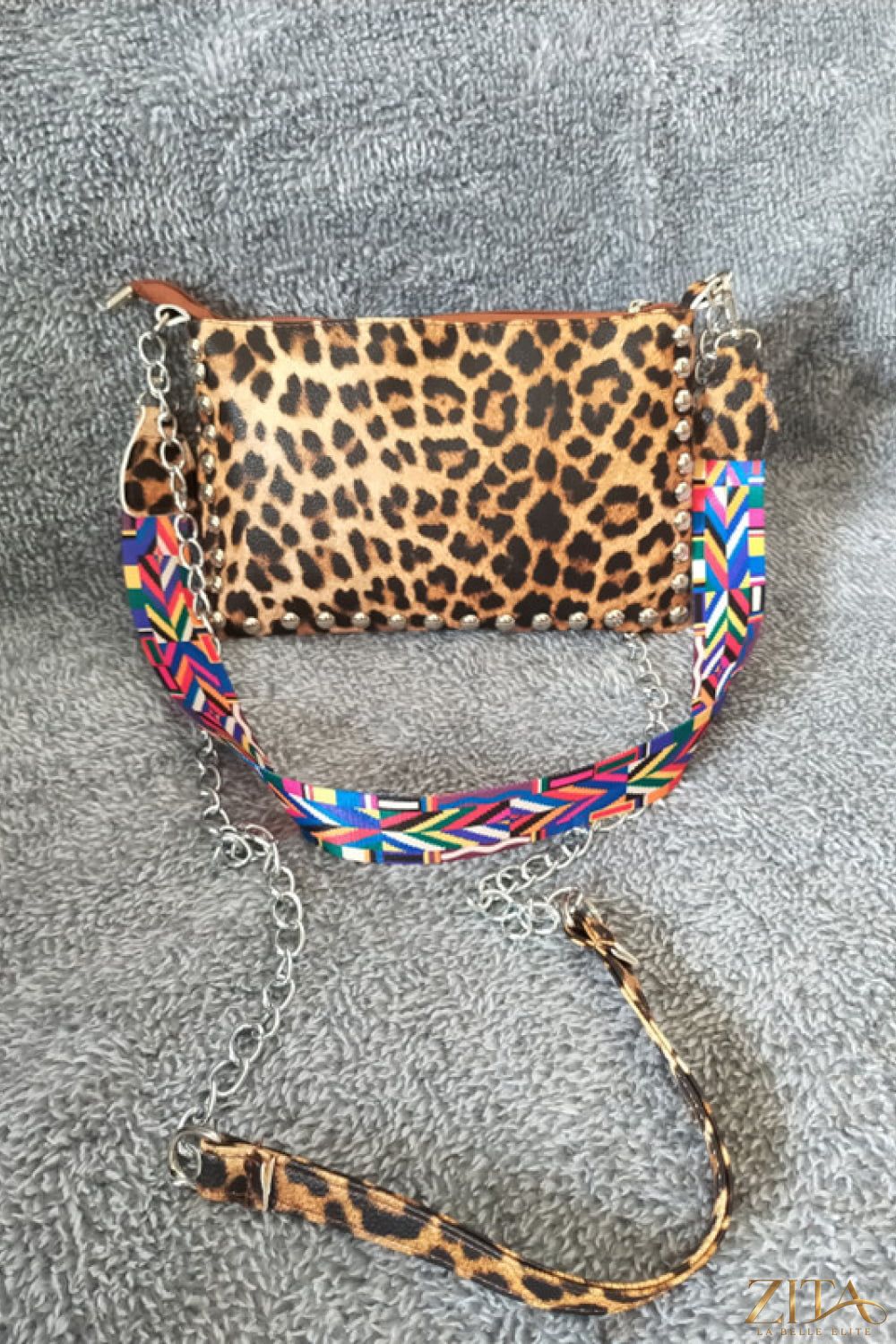 Zita La Belle Elite Adored PU leather shoulder bag with studded design, featuring a stylish and spacious accessory for everyday use.