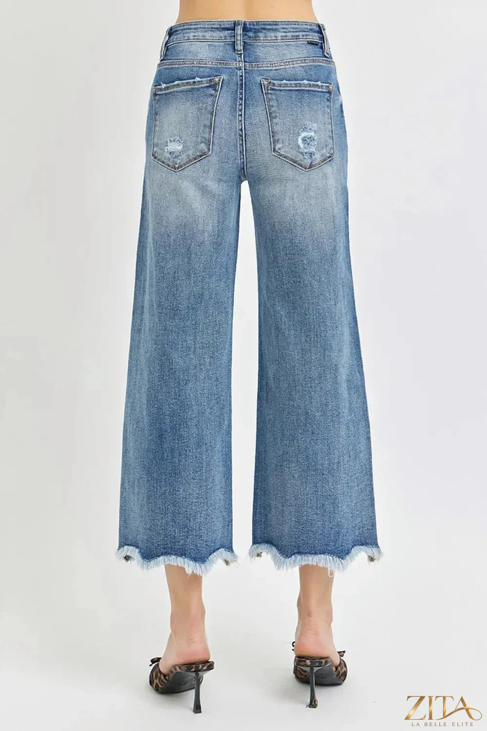 Zita La Belle Elite Risen high-rise cropped flare jeans displayed on a model, showing fit and stylish design details.