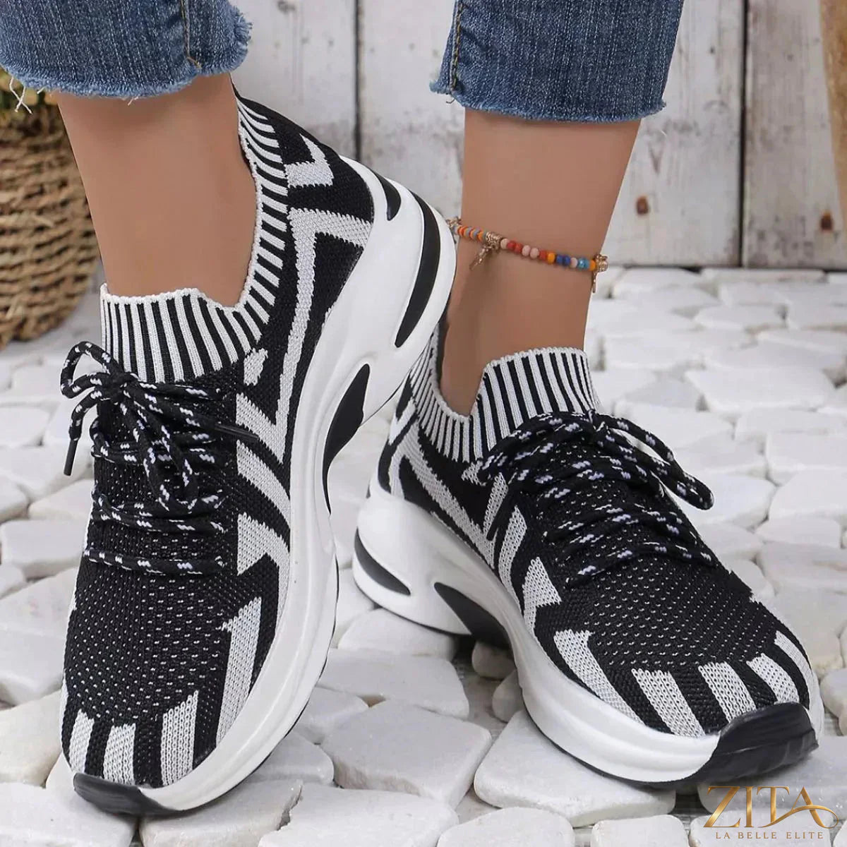 Zita La Belle Elite round toe platform sneakers with white soles and stylish design, perfect for casual wear.