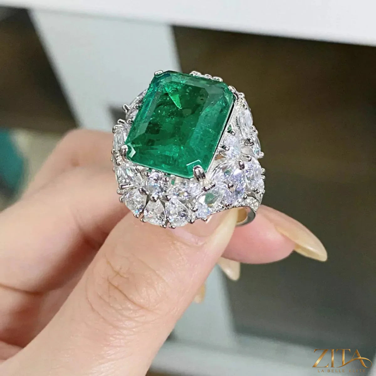 925 sterling silver zircon ring featuring sparkling cubic zirconia stones with a sleek band design.