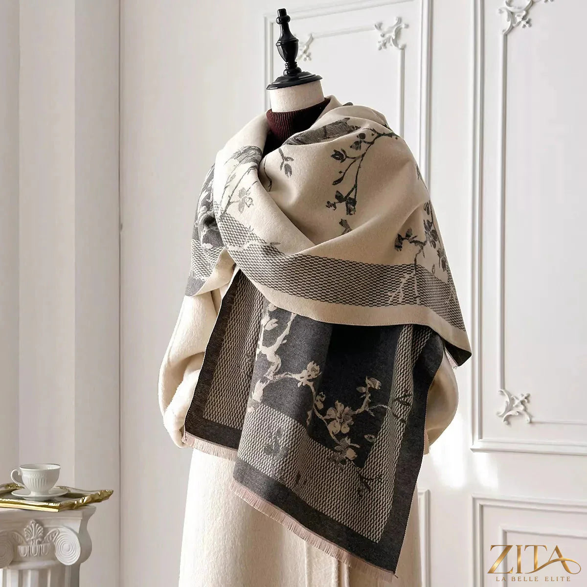 Raw hem winter scarf by Trendsi featuring soft, cozy fabric with fringed edges, perfect for cold weather styling.