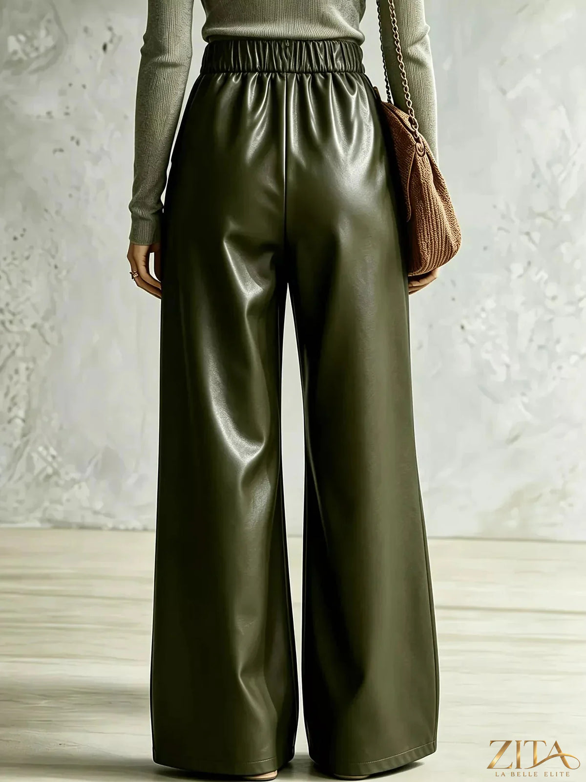 Zita La Belle Elite criss-cross wide-leg pants in soft fabric, featuring high waist and relaxed fit, shown on a model.
