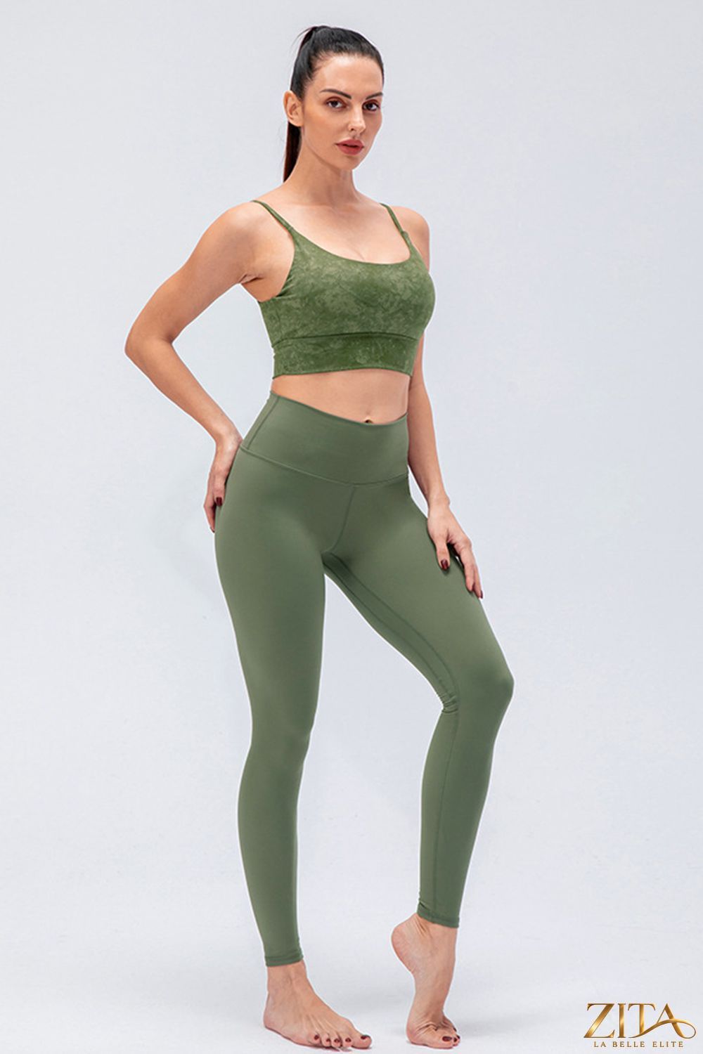 Trendsi wide waistband slim fit active leggings with high-rise design and stretchy fabric for comfortable workout wear