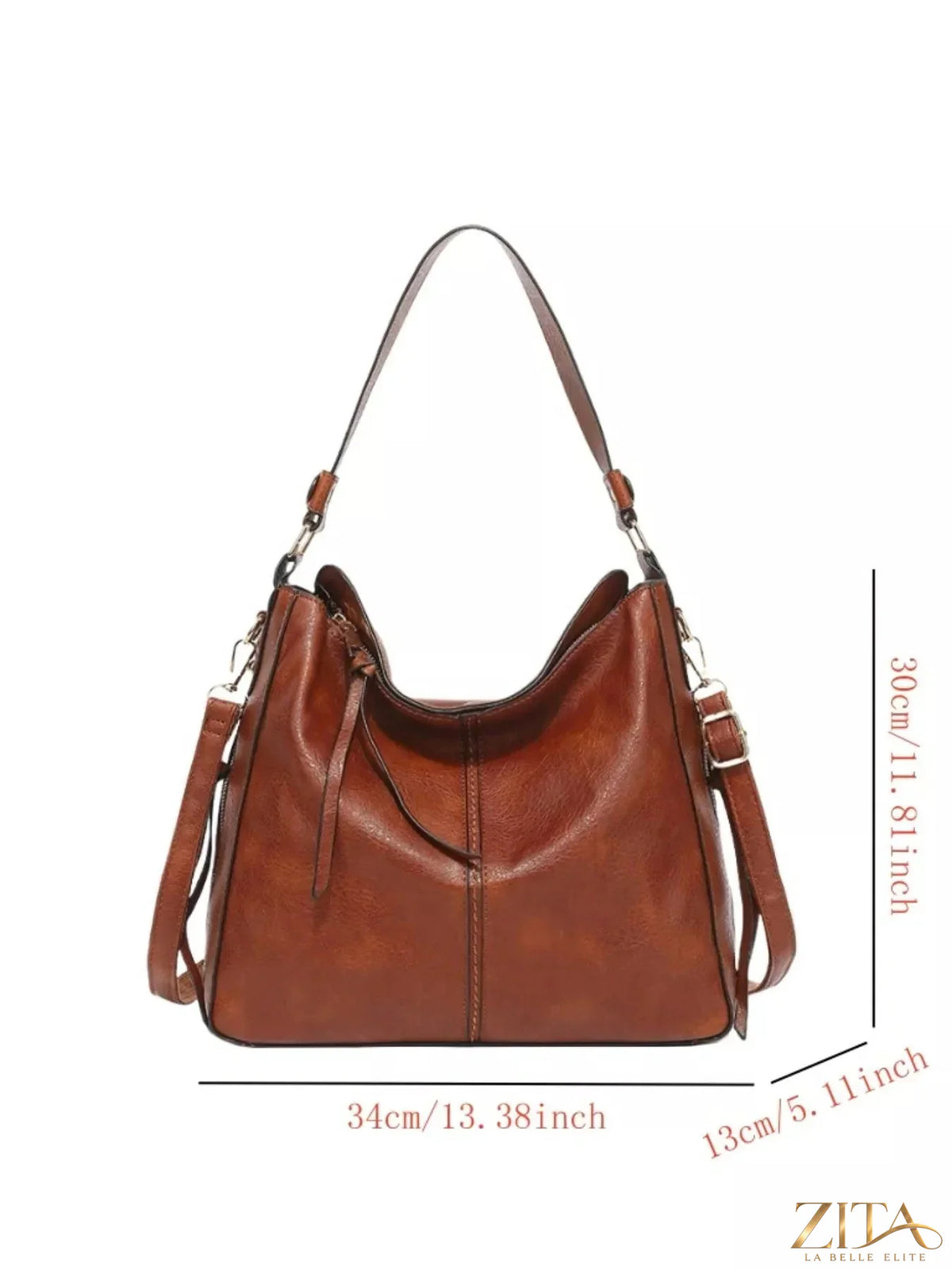 Zita La Belle Elite classic PU leather tote bag with sturdy handles and spacious interior, stylish and functional for daily use.