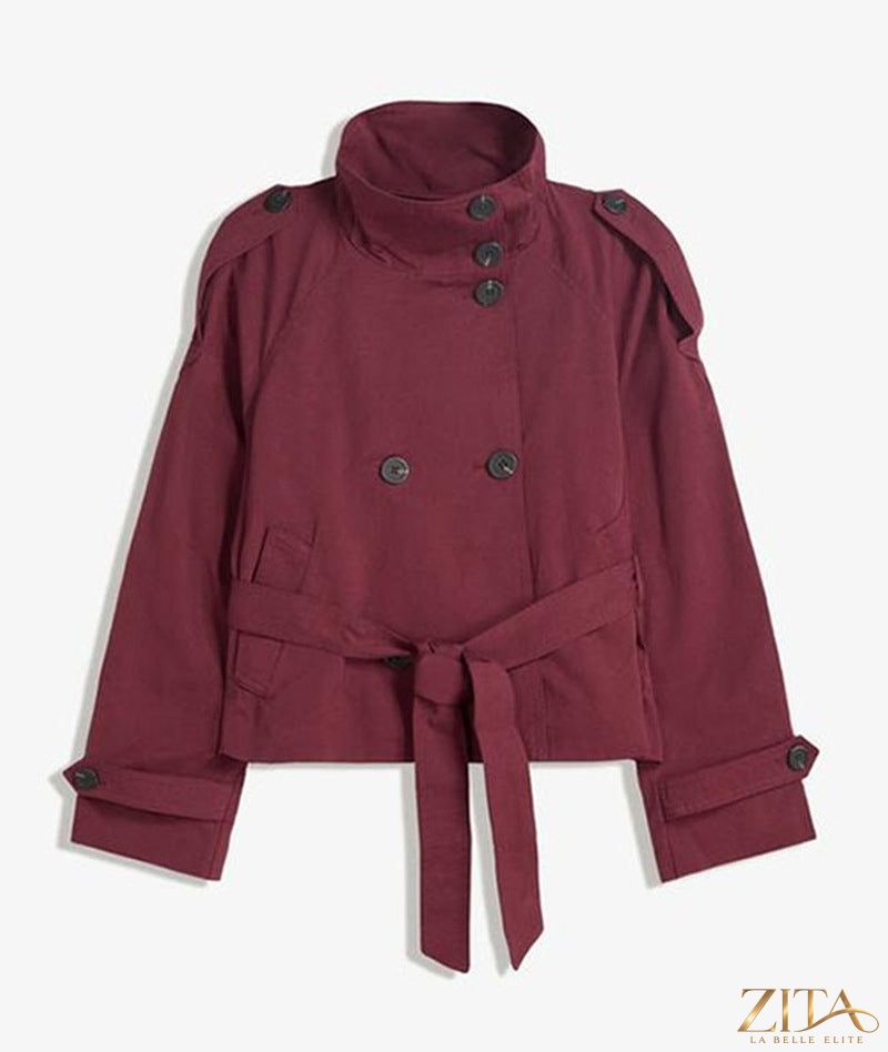 Women’s lace-up waist trench coat by Zita La Belle Elite, stylish jacket with belt and classic trench design, shown in the image.