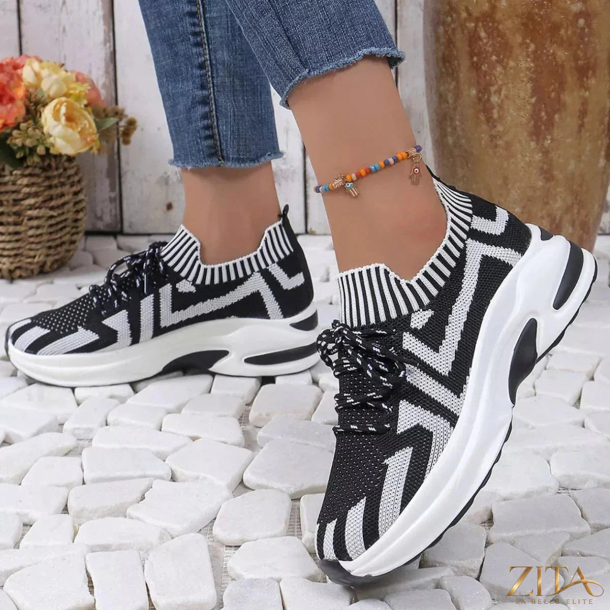 Zita La Belle Elite round toe platform sneakers with chunky soles and stylish design, perfect for casual wear.