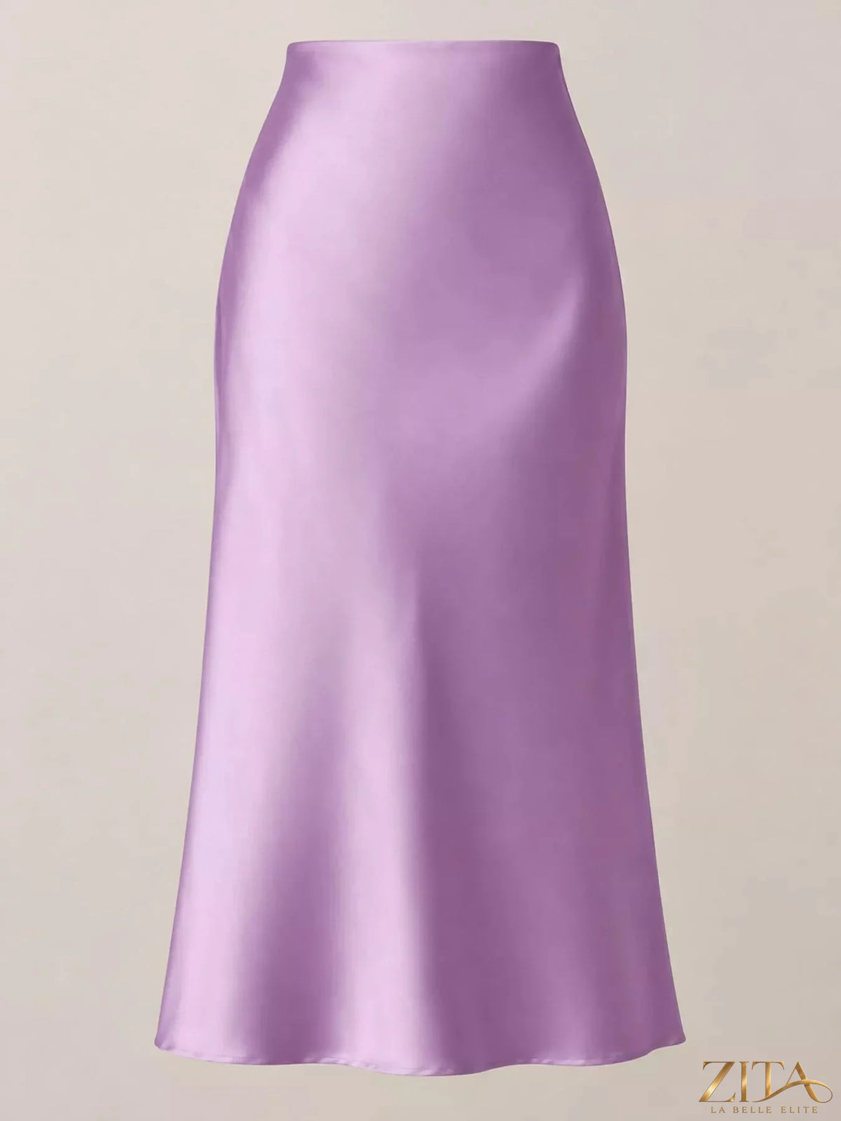 High-waisted satin midi skirt from Trendsi with a smooth, shiny fabric and a flowy silhouette, perfect for elegant outfits.