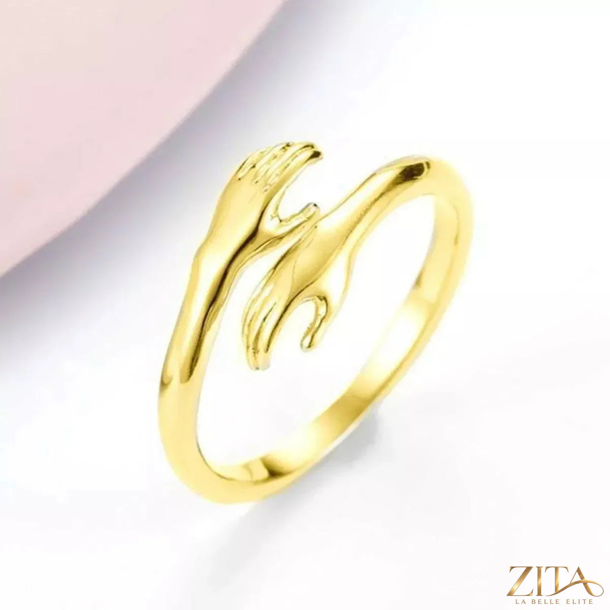 Sterling silver hug bypass ring by Zita La Belle Elite featuring sleek, modern design with a smooth, polished finish.