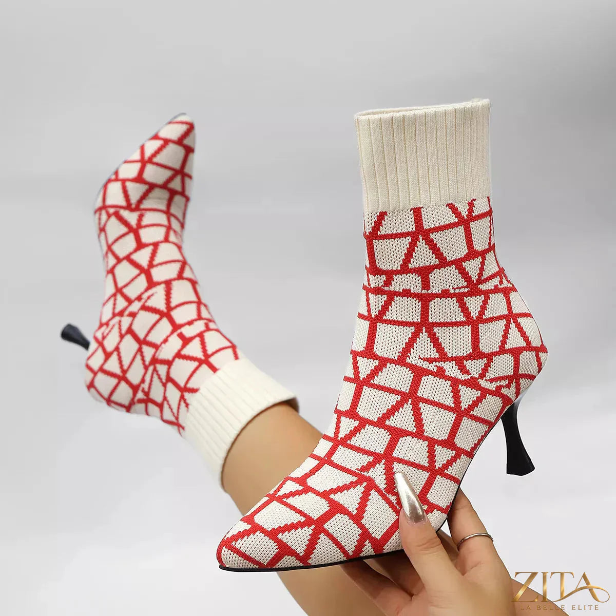Zita La Belle Elite point toe flared heel boots featuring sleek leather and stylish design, perfect for elegant footwear.