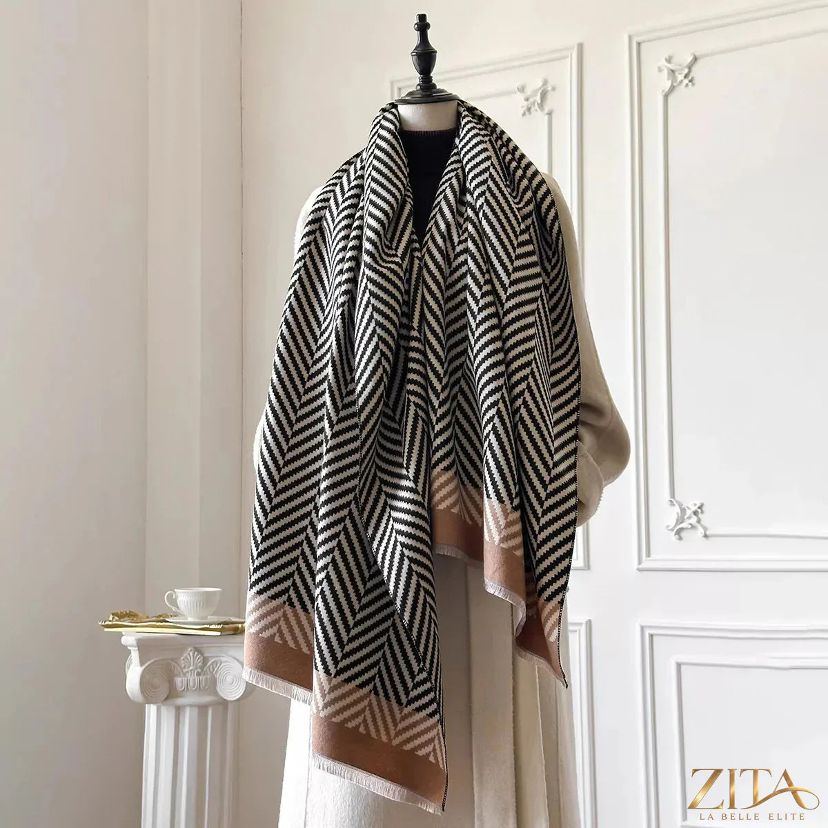 Soft raw hem scarf by Zita La Belle Elite featuring lightweight fabric and raw edge detailing in a versatile, stylish accessory.