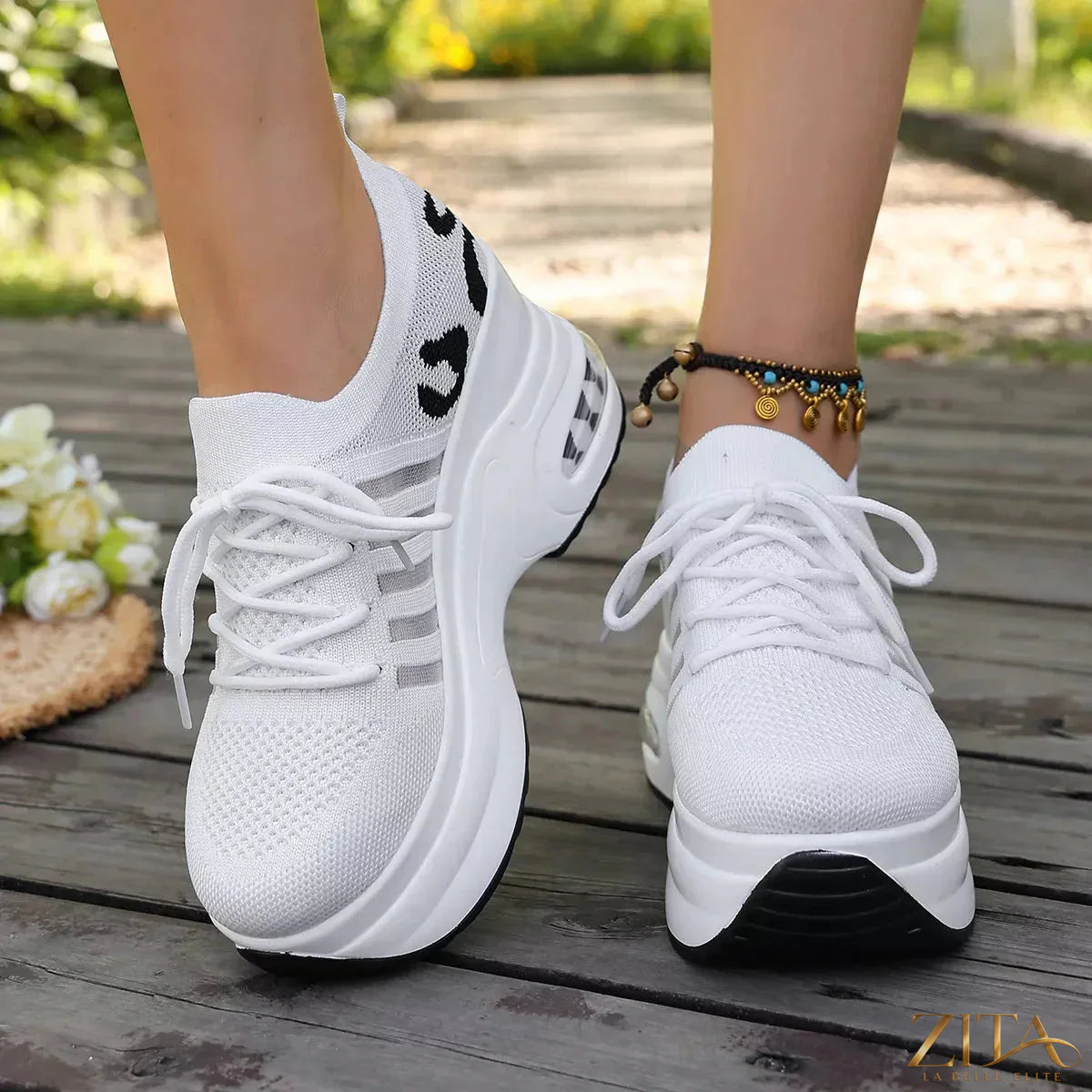 Zita La Belle Elite round toe platform sneakers with chunky soles and stylish design, perfect for casual and trendy outfits.