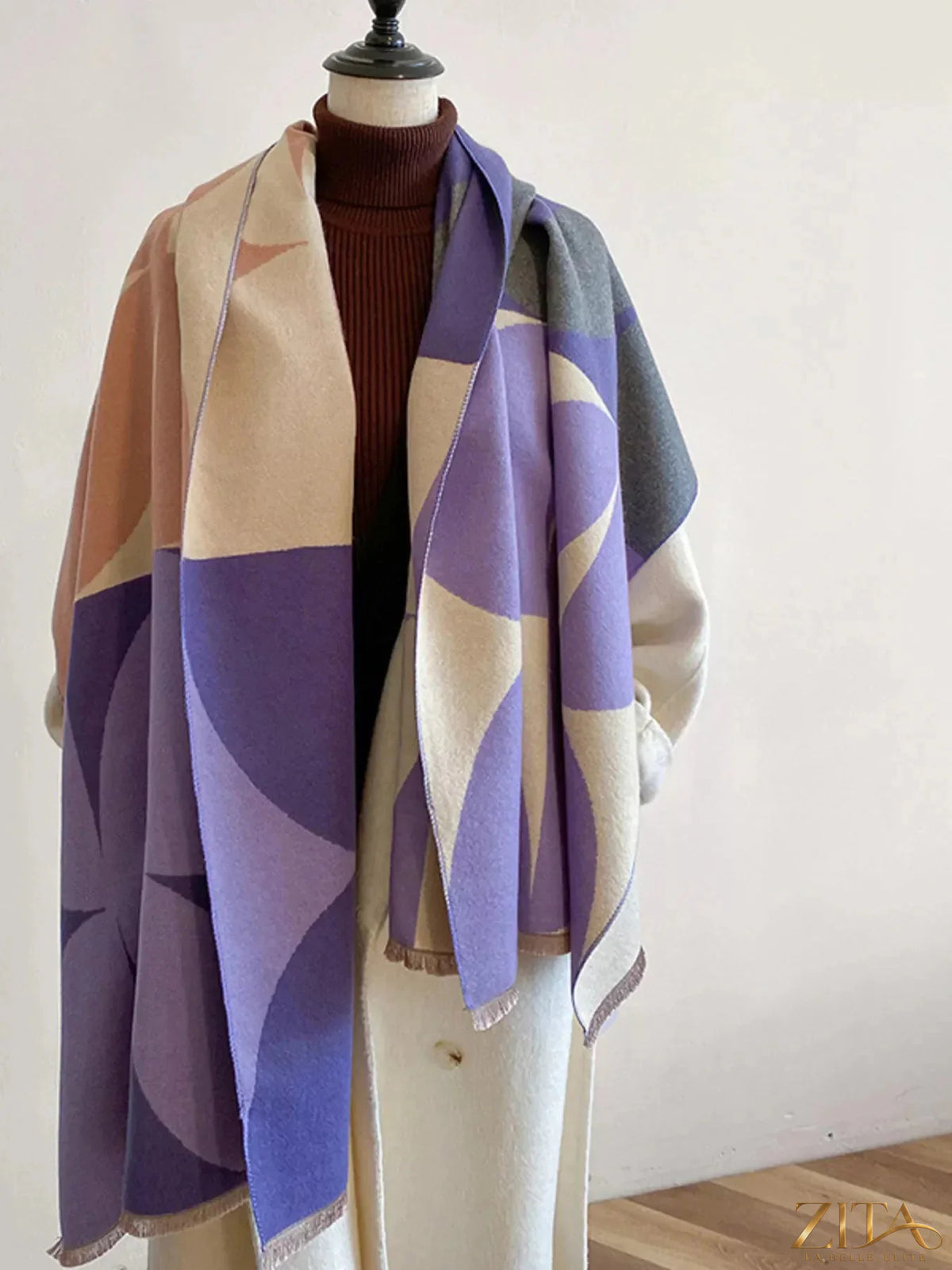 Contrast raw hem scarf by Trendsi featuring soft fabric, fringed edges, and a stylish, casual design perfect for layering.