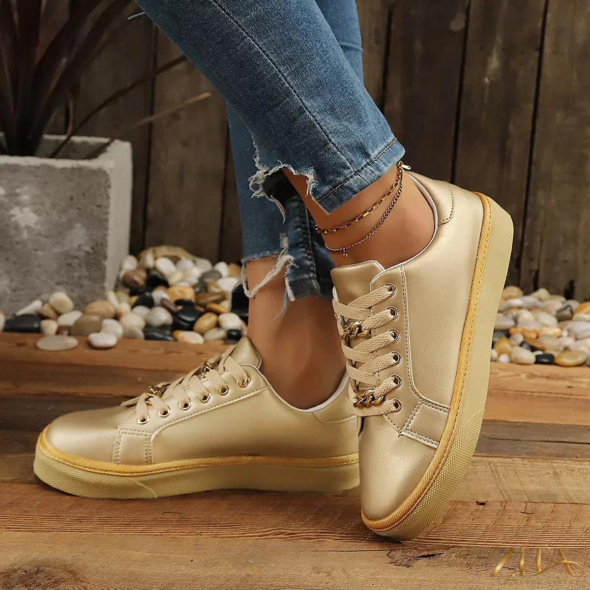 Zita La Belle Elite round toe platform sneakers with chunky soles and stylish design, perfect for casual and trendy outfits.