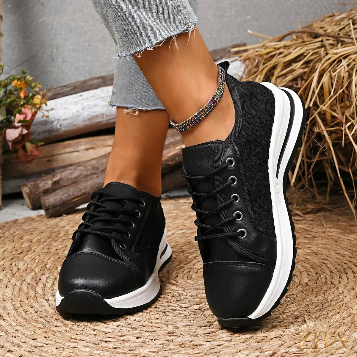 Zita La Belle Elite lace-up platform sneakers with chunky soles and stylish design, perfect for casual and trendy outfits.